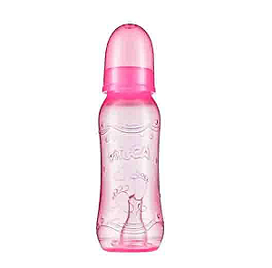 MAMADEIRA PITUCA BICO REDONDO SILICONE ROSA 240ML
