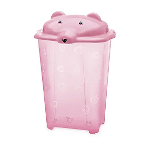 CESTO ADOLETA BEBÊ URSO ROSA TRANSLÚCIDO 44 LITROS