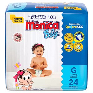 FRALDA TURMA DA MONICA JUMBO G C/24 UNIDADES