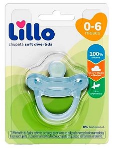 CHUPETA LILLO SOFT DIVERTIDA 100% SILICONE ANATOMICA TAMANHO 0+ AZUL