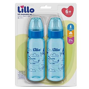 KIT COM DUAS MAMADEIRAS DIVERTIDAS 240ML MENINO