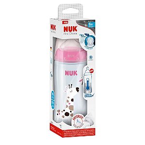 MAMADEIRA NUK FISRT CHOICE CONTROLE TEMPERATURA FLOW 360ML 6+- MENINA