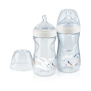 KIT COM 2 MAMADEIRAS NUK ESSENCE CONTROLE TEMPERATURA SMART FLOW 270ML 6+