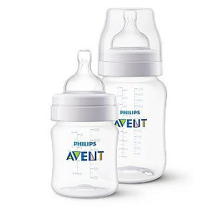 KIT MAMADEIRAS ANTI-COLIC AVENT TRANSPARENTE 125ML 260ML