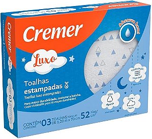 TOALHA CREMER LUXO ESTAMPADA AZUL C/3 UNIDADES