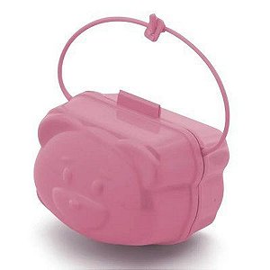 PORTA CHUPETA ADOLETA BEBÊ URSO ROSA BEBÊ