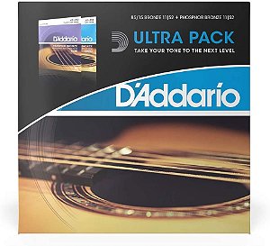 Ultra Pack D'Addario 2 Encordoamentos Aço 011 EZ910 + EJ26