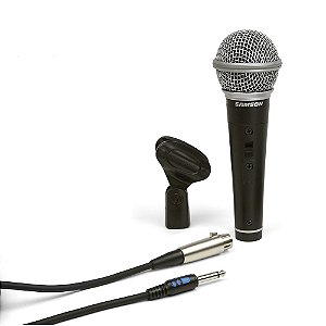 Microfone Dinâmico Samson R21S Cardióide com Cabo e Cachimbo
