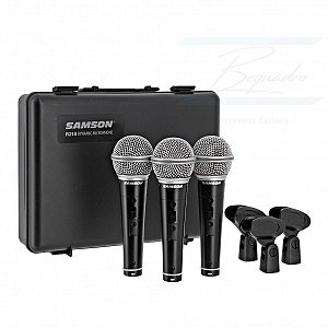 Kit 3 Microfones Samson Dinâmico Chave On-Off R21s c/ Maleta