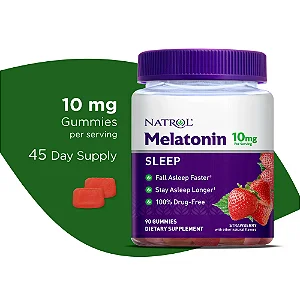 Natrol Melatonin Sleep Aid Gummies, Fall Asleep Faster, Strawberry, 10mg
