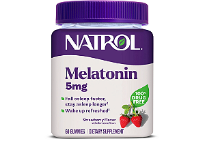 Natrol Melatonin Sleep Aid Gummies, Fall Asleep Faster, Strawberry, 5mg