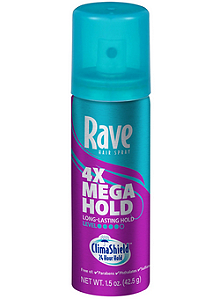 Rave 4X Mega Hold Hair Spray, All-Weather Protection, Travel Size