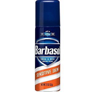 Barbasol Sensitive Skin Thick & Rich Shaving Cream for Men, Travel Size