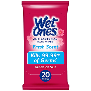 Wet Ones Antibacterial Hand Wipes Travel Pack, Fresh Scent