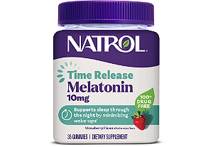 Natrol Time Release Melatonin 10mg, Adult Sleep Gummies, Strawberry-Flavored