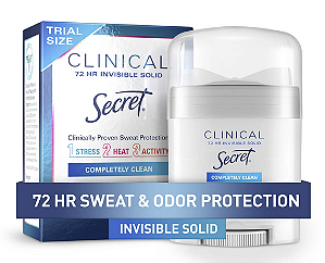 Secret Clinical Strength Invisible Solid Antiperspirant and Deodorant for Women, Completely Clean, Travel Size