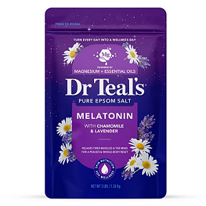 Dr Teal's Epsom Salt Magnesium Soak, Sleep Blend with Melatonin, Lavender & Chamomile
