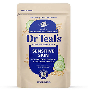 Dr Teal's Epsom Salt Magnesium Soak, Sensitive Skin with Oatmeal & Cucumber
