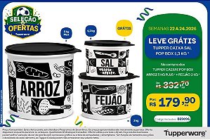 KIT TUPPER CAIXA POP BOX ARROZ 5KG FEIJÃO 2KG SAL 1.3 LITROS TUPPERWARE