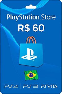PSN CARD -CARTÃO PSN R$ 60 REAIS PLAYSTATION NETWORK BRASIL