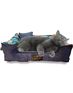 Caminha Pet Cachorro & Gato- P- Impermeável- Acquablock- Azul Floral