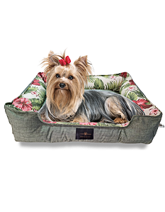 Caminha Pet Cachorro & Gato- M- Impermeável- Acquablock- Verde Floral