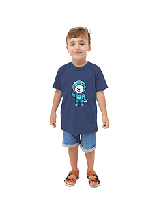 CAMISETA T-SHIRT INFÂNTIL ASTRONAUTA ZUZU- TAMANHO 02- 100% ALGODÃO 30.1- AZUL ESCURO
