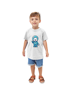 CAMISETA T-SHIRT INFÂNTIL ASTRONAUTA ZUZU- TAMANHO 16- 100% ALGODÃO 30.1- BRANCO