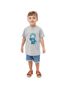 CAMISETA T-SHIRT INFÂNTIL ASTRONAUTA ZUZU- TAMANHO 16- 100% ALGODÃO 30.1- CINZA