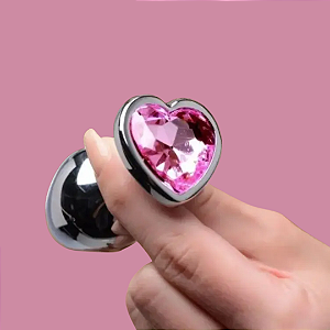 PLUG ANAL EM AÇO INOX CORAÇÃO M