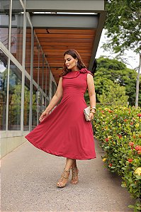 Vestido Luciana Midi Vermelho Elegante