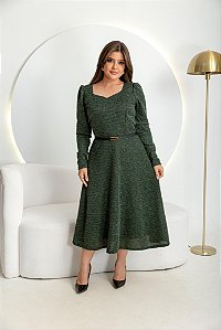 Vestido Charlene Manga Longa Tweed