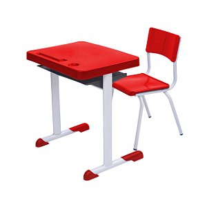 Kit Escolar Individual – (Mesa e Cadeira) – INFANTIL 03 a 06 Anos COR VERMELHO – 41090
