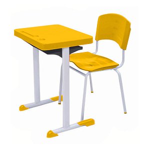 Kit Escolar Individual AMARELO – (Mesa e Cadeira) – ADULTO – COR AMARELO – 40083
