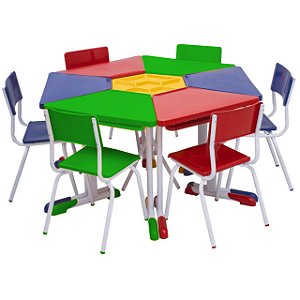 Conjunto HEXAGONAL Mesas e Cadeiras – 02 A 06 anos – INFANTIL – 42011