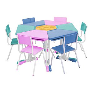 Conjunto HEXAGONAL Mesas e Cadeiras – 02 A 06 anos – INFANTIL 41006