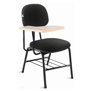 Carteira Universitária Secretária Estofada c/ Grade – Courvin Preto – PMD – 32045