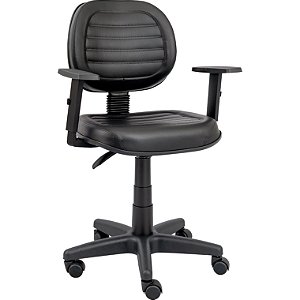 Cadeira Giratória Executiva Baixa Costurada Com Braços Reguláveis - 31005 - Casa das Cadeiras Goiânia