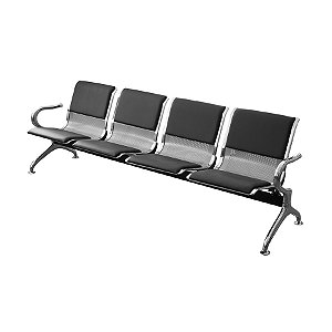 Cadeira Longarina Aeroporto 4 Lugares ESTOFADA Cromada - 33112 - Casa das Cadeiras Goiânia