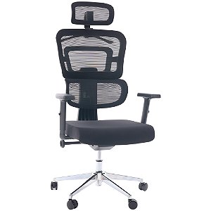 Cadeira Giratória Presidente em Tela Com Encosto de Cabeça - 17051 - Casa das Cadeiras Goiânia