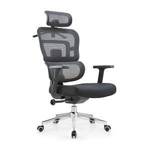 Cadeira Giratória Presidente em Tela Com Encosto de Cabeça - 17051 - Casa das Cadeiras Goiânia