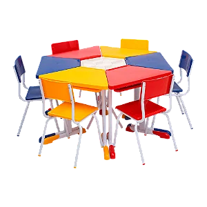 Conjunto Escolar de Mesas Trapézio Formato Hexagonal - MATERNAL (01 a 03 anos) - 77101 - Casa das Cadeiras Goiânia