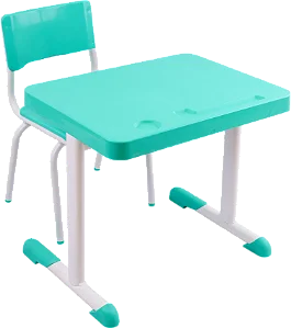 Conjunto Escolar Retangular Plástico Verde Água – MATERNAL (01 a 03 anos) – 77105 - Casa das Cadeiras Goiânia