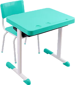 Conjunto Escolar Retangular Plástico Verde Água – INFANTIL (03 a 06 anos) – 77106 - Casa das Cadeiras Goiânia