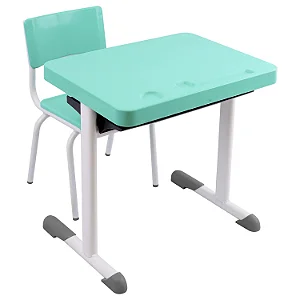 Conjunto Escolar Individual Retangular Plástico Verde Água – INFANTIL (03 a 06 anos) – 77106 - Casa das Cadeiras Goiânia