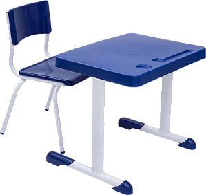 Conjunto Escolar Individual Retangular Plástico Azul  – MATERNAL (01 a 03 anos) – 77205 - Casa das Cadeiras Goiânia