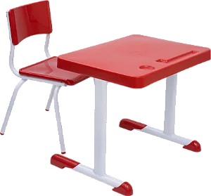 Conjunto Escolar Individual Retangular Plástico Vermelho – MATERNAL (01 a 03 anos) – 77305 - Casa das Cadeiras Goiânia