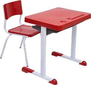Conjunto Escolar Individual Retangular Plástico Vermelho – INFANTIL (03 a 06 anos) – 77206 - Casa das Cadeiras Goiânia