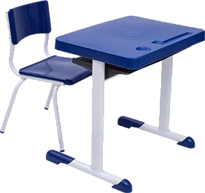 Conjunto Escolar Individual Retangular Plástico Azul – INFANTIL (03 a 06 anos) – 77306 - Casa das Cadeiras Goiânia