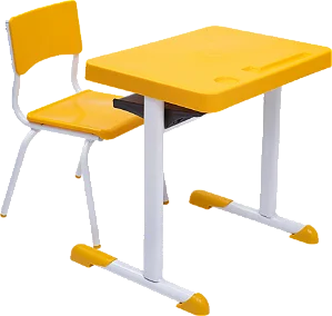 Conjunto Escolar Individual Retangular Plástico Amarelo – INFANTIL (03 a 06 anos) – 77406 - Casa das Cadeiras Goiânia